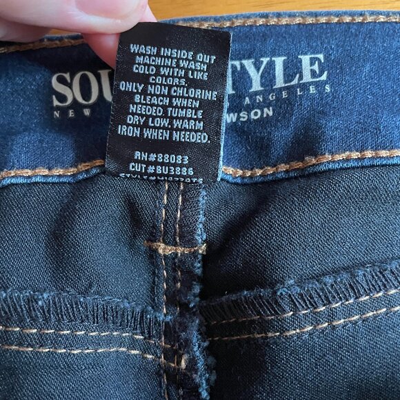 Size 12 Sound/Style by Beau Dawson silk denim jeans - Picture 5 of 11